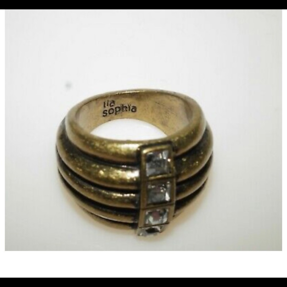 Lia Sophia Matte Gold Tone Statement Cocktail Ring - Picture 2 of 5